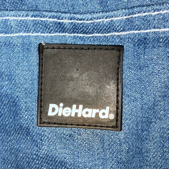 SUN faded NWT 100% cotton 44L x 30W Die Hard men’s blue denim overalls - Picture 10 of 14